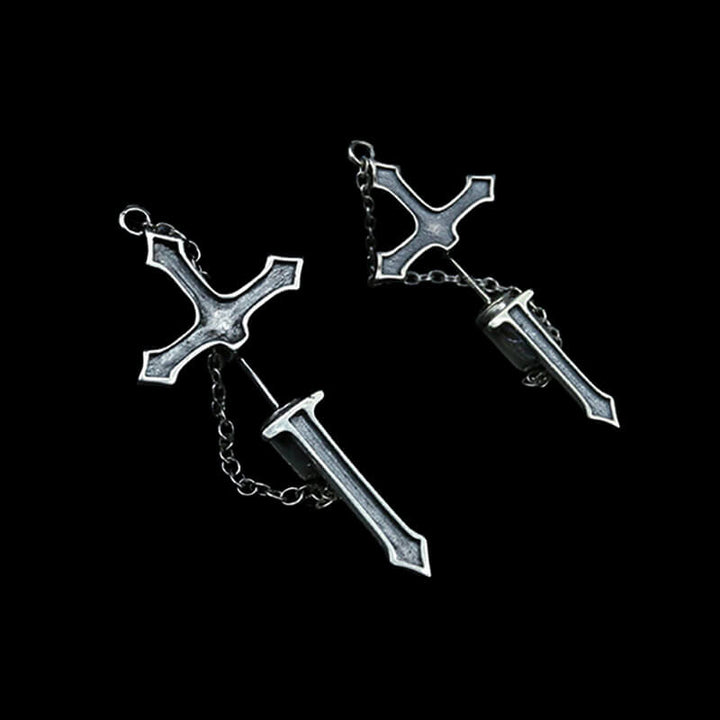 Gothic Sword 925 Sterling Silver Stud Earring