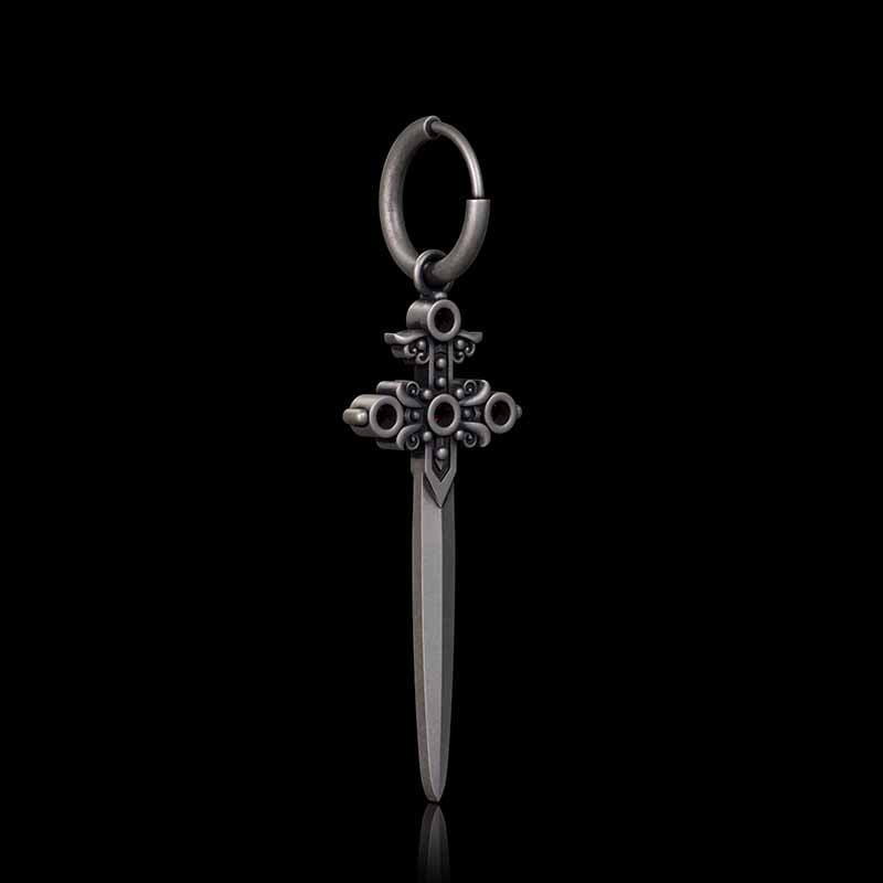 Gothic Sword Gem Sterling Silver Earrings