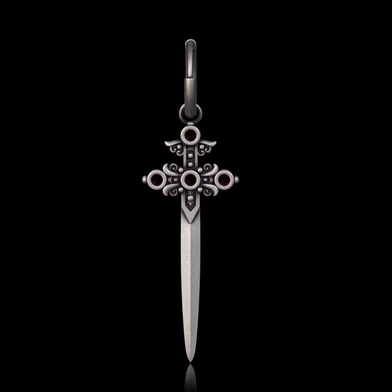 Gothic Sword Gem Sterling Silver Earrings