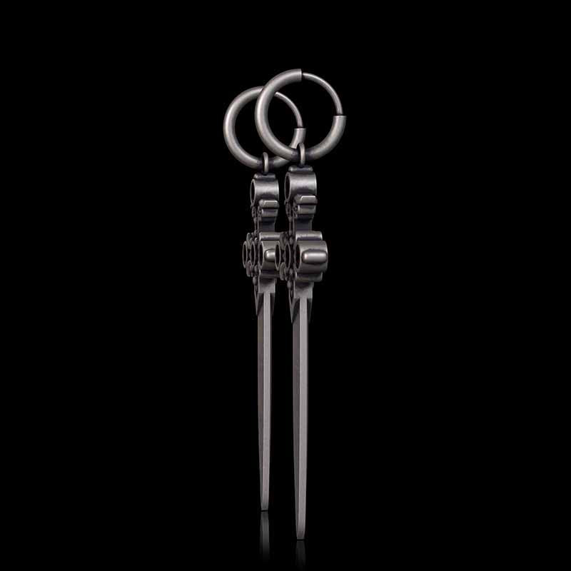 Gothic Sword Gem Sterling Silver Earrings