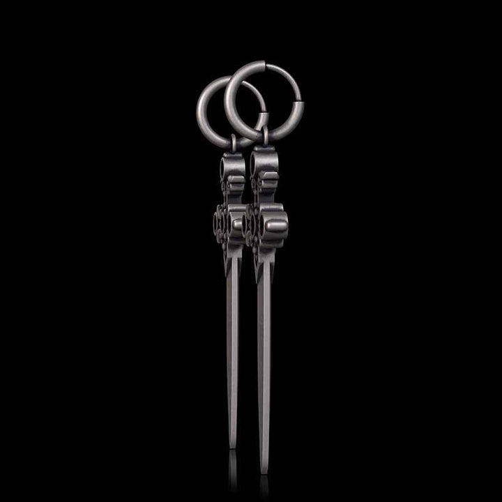 Gothic Sword Gem Sterling Silver Earrings