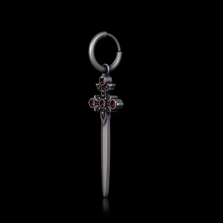 Gothic Sword Gem Sterling Silver Earrings