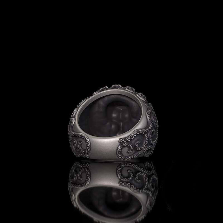 Gothic Tentacle Skull Head Sterling Silver Ring