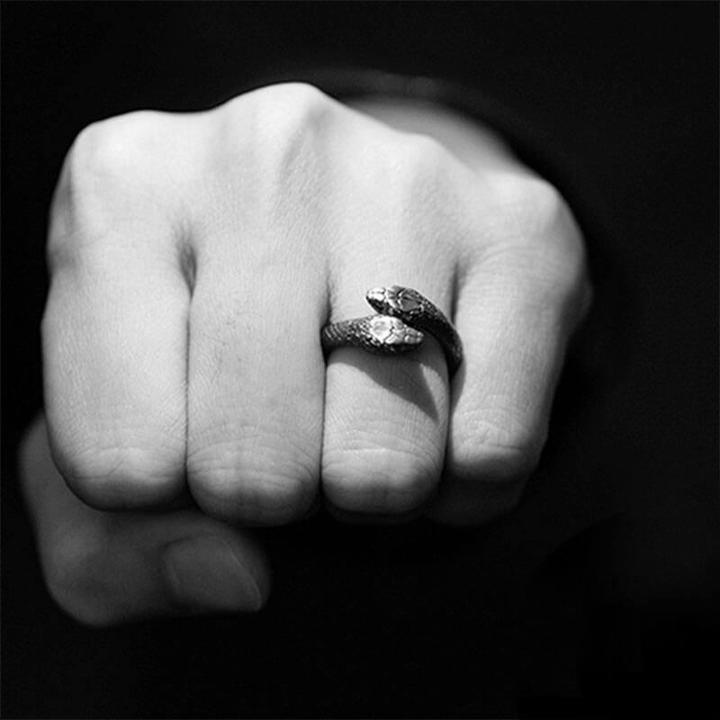 Greek Amphisbaena 925 Sterling Silver Mythology Woman Ring