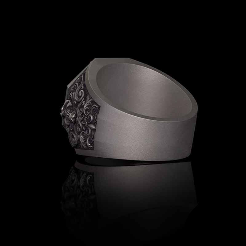 Grim Reaper Scythe Skull Tentacle Sterling Silver Ring