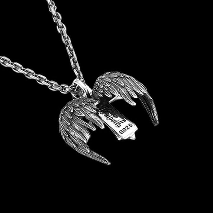 Guardian Wings Cross 925 Sterling Silver Pendant 04 | RoyalLuster.com