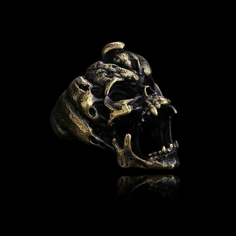 Halloween Horror Pumpkin 925 Sterling Silver Skull Ring