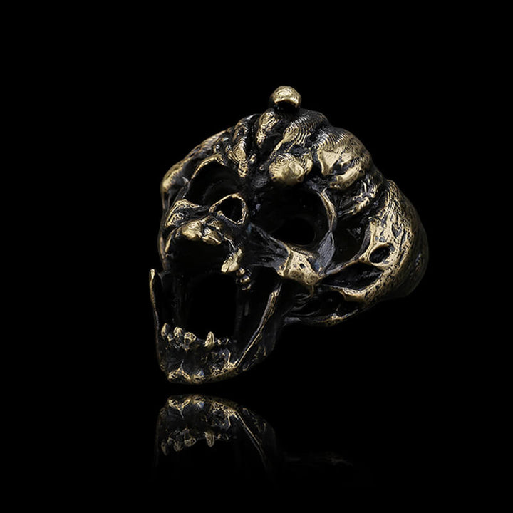 Halloween Horror Pumpkin 925 Sterling Silver Skull Ring