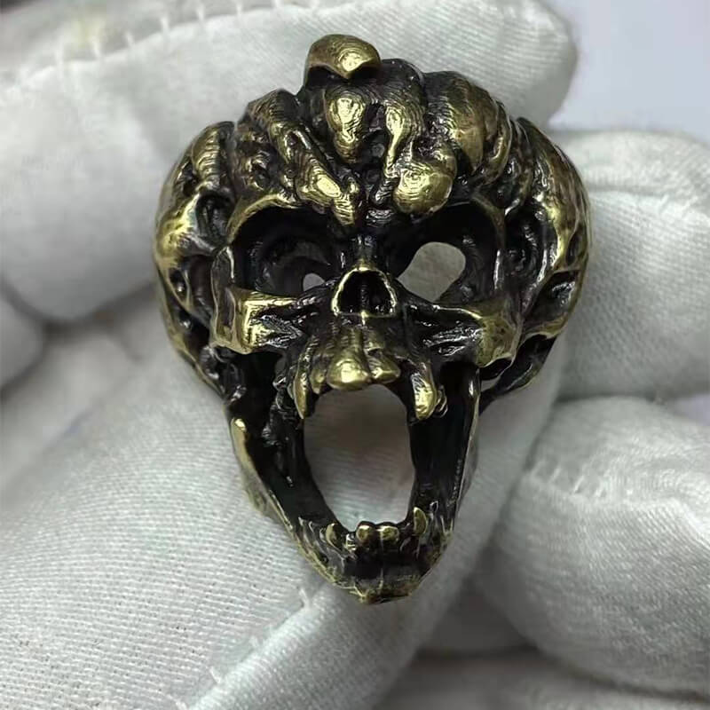 Halloween Horror Pumpkin 925 Sterling Silver Skull Ring