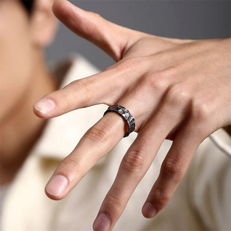 Hammered Roman Style 925 Sterling Silver Ring 02 | Royalluster.com
