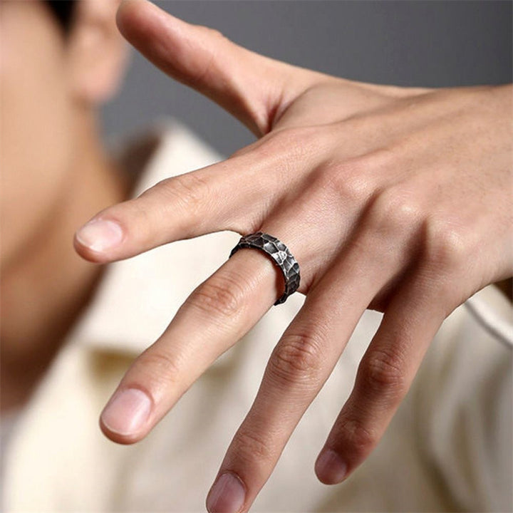 Hammered Roman Style 925 Sterling Silver Ring 02 | Royalluster.com