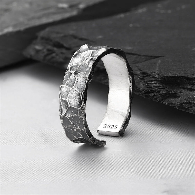Hammered Roman Style 925 Sterling Silver Ring