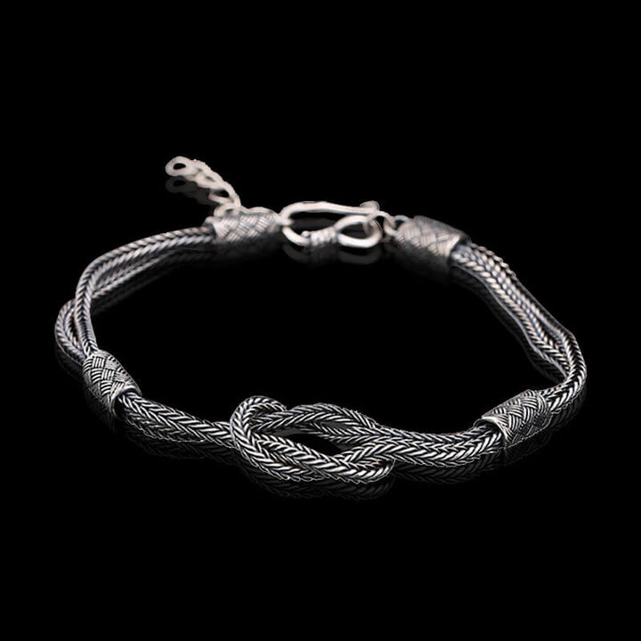 Handmade Knot 925 Sterling Silver Men's Bracelet 01 | RoyalLuster.com