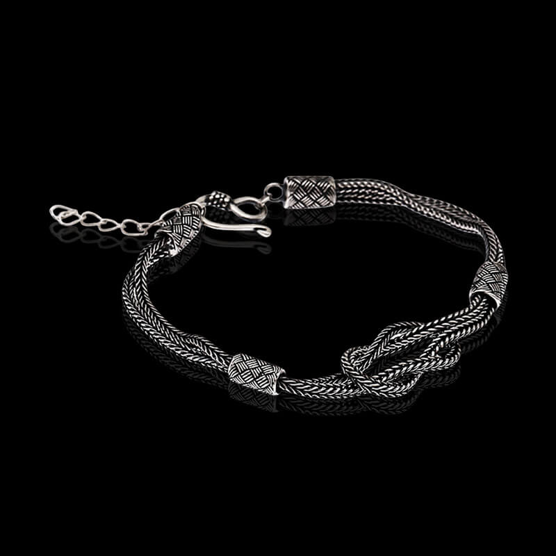 Handmade Knot 925 Sterling Silver Men's Bracelet 04 | RoyalLuster.com