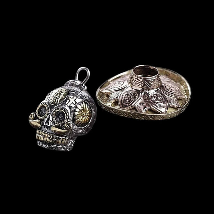 Hat Magic 925 Sterling Silver Sugar Skull Pendant
