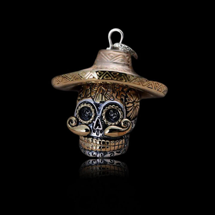 Hat Magic 925 Sterling Silver Sugar Skull Pendant