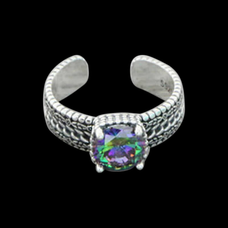 Heart Cut Colored Stone 925 Sterling Silver Open Ring 01 | RoyalLuster.com