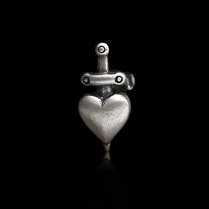 Heart-Piercing Sword 925 Sterling Silver Stud Earrings