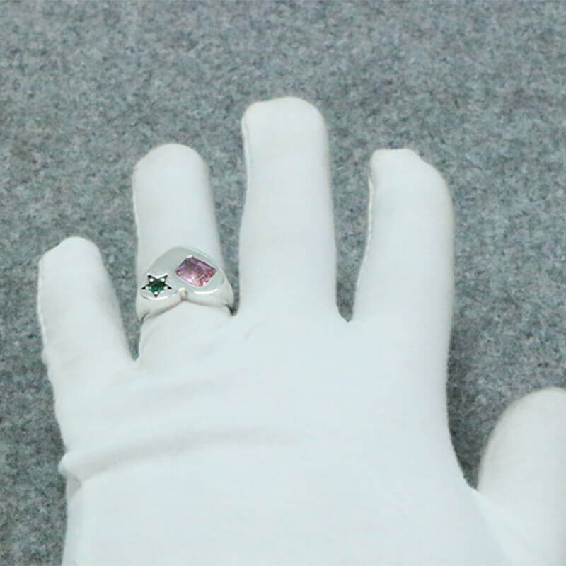 Heart Zircon 925 Sterling Silver Open Ring 02 | RoyalLuster.com