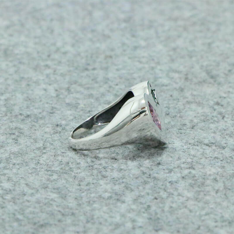 Heart Zircon 925 Sterling Silver Open Ring 04 | RoyalLuster.com