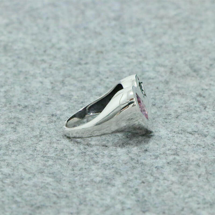 Heart Zircon 925 Sterling Silver Open Ring 04 | RoyalLuster.com