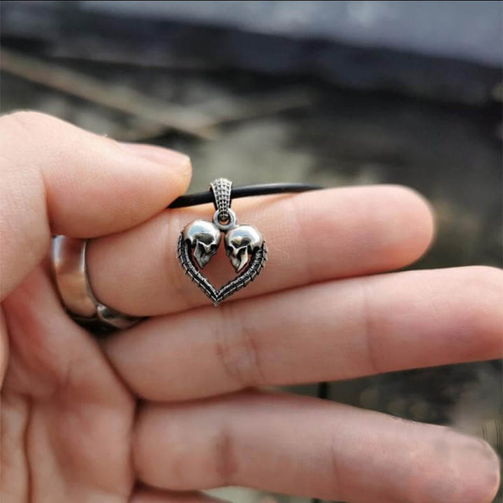 Heart Shaped Skull 925 Sterling Silver Pendant