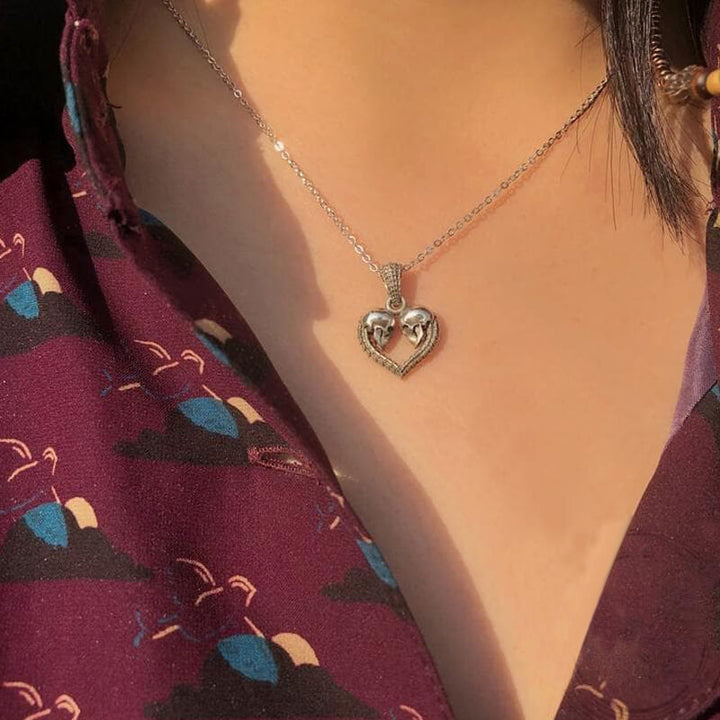 Heart Shaped Skull 925 Sterling Silver Pendant