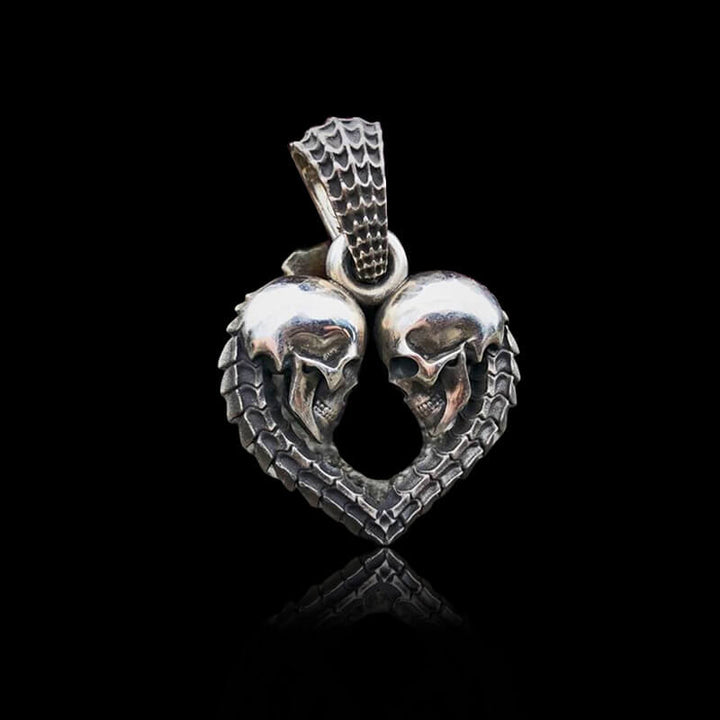 Heart Shaped Skull 925 Sterling Silver Pendant