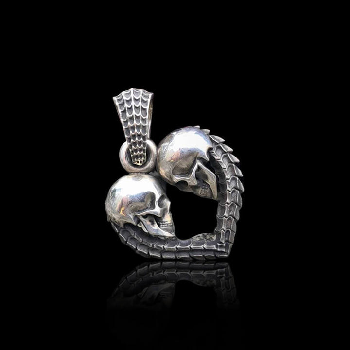 Heart Shaped Skull 925 Sterling Silver Pendant