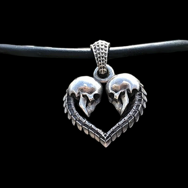 Heart Shaped Skull 925 Sterling Silver Pendant