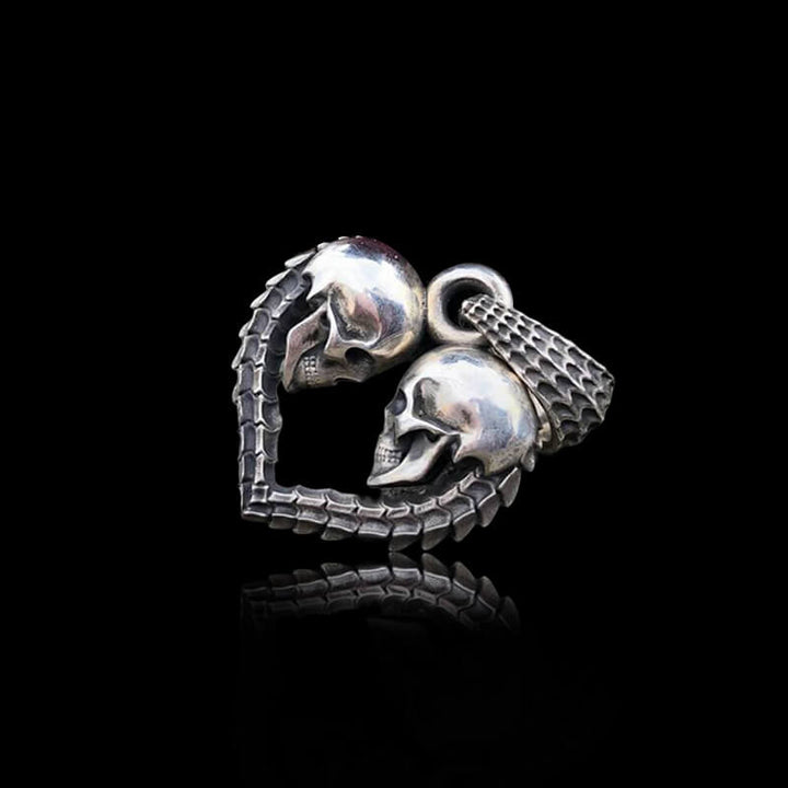 Heart Shaped Skull 925 Sterling Silver Pendant