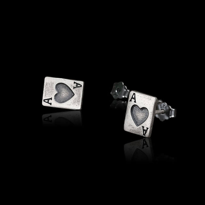 Hearts Poker 925 Sterling Silver Stud Earrings