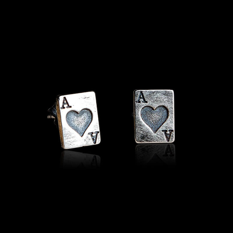 Hearts Poker 925 Sterling Silver Stud Earrings