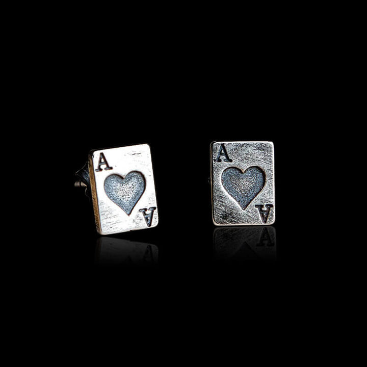 Hearts Poker 925 Sterling Silver Stud Earrings