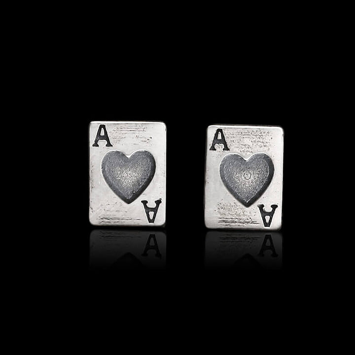 Hearts Poker 925 Sterling Silver Stud Earrings