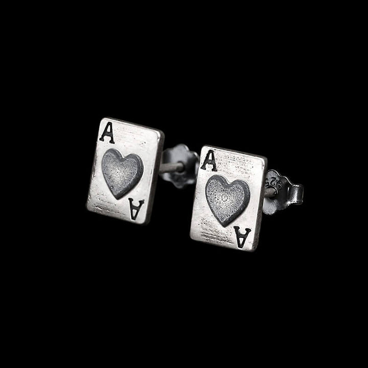 Hearts Poker 925 Sterling Silver Stud Earrings