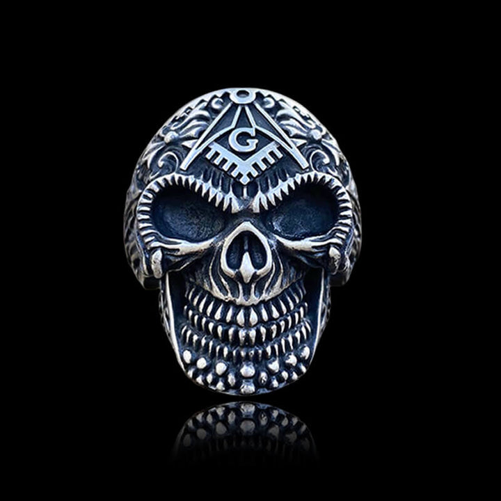 Heavy Metal 925 Sterling Silver Masonic Skull Ring