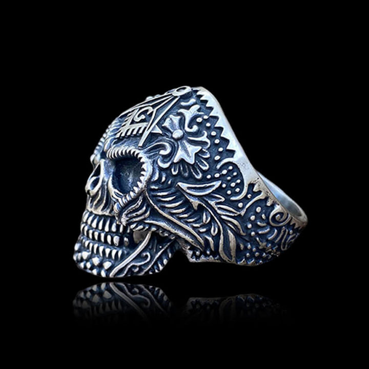 Heavy Metal 925 Sterling Silver Masonic Skull Ring