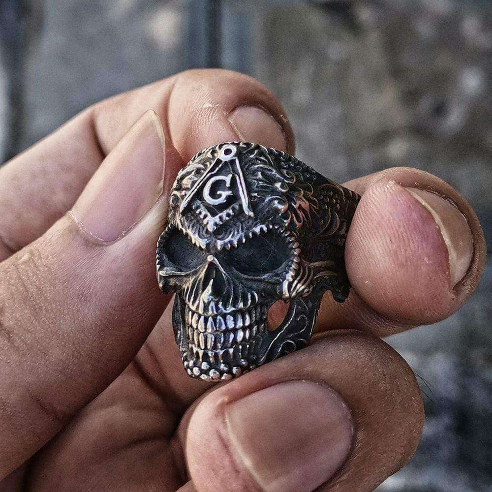 Heavy Metal 925 Sterling Silver Masonic Skull Ring