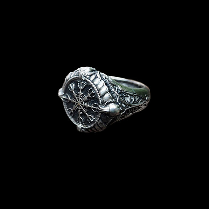 Helm of Awe Skull 925 Sterling Silver Ring
