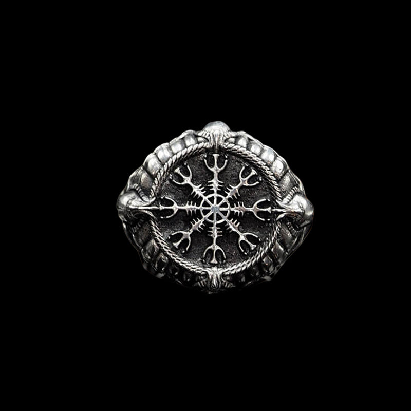 Helm of Awe Skull 925 Sterling Silver Ring