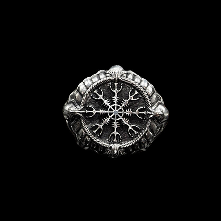 Helm of Awe Skull 925 Sterling Silver Ring