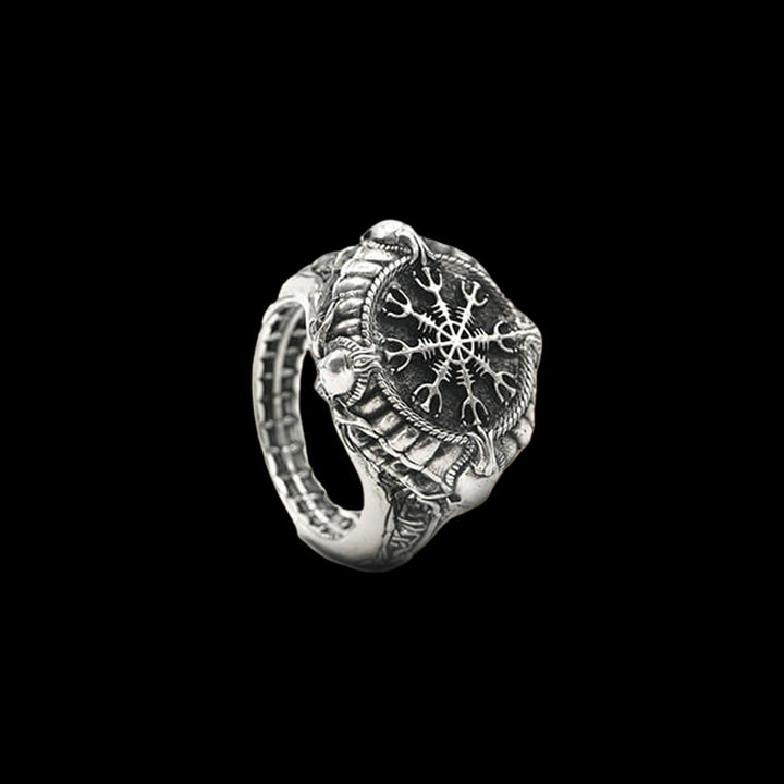 Helm of Awe Skull 925 Sterling Silver Ring