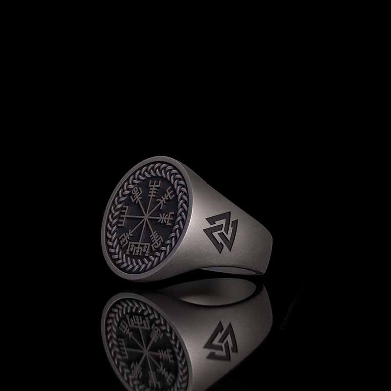 Helm of Awe Valknut Sterling Silver Viking Ring 02| RoyalLuster.com