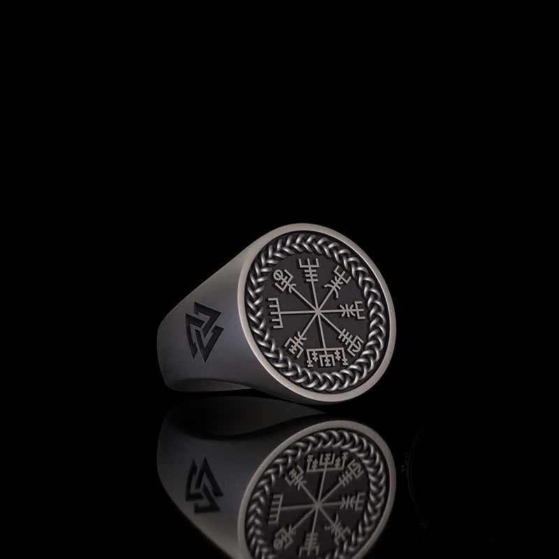 Helm of Awe Valknut Sterling Silver Viking Ring