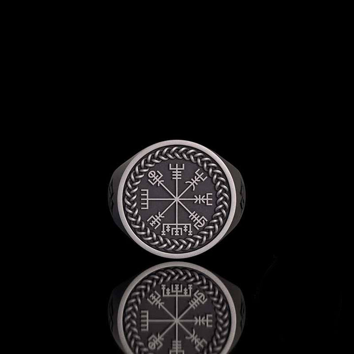 Helm of Awe Valknut Sterling Silver Viking Ring