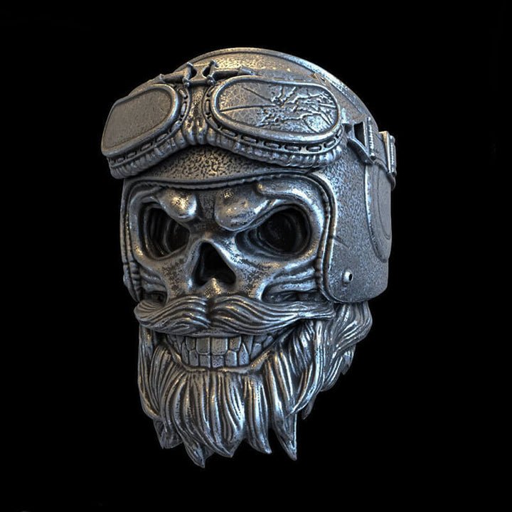 Helmet Skull 925 Sterling Silver Ring