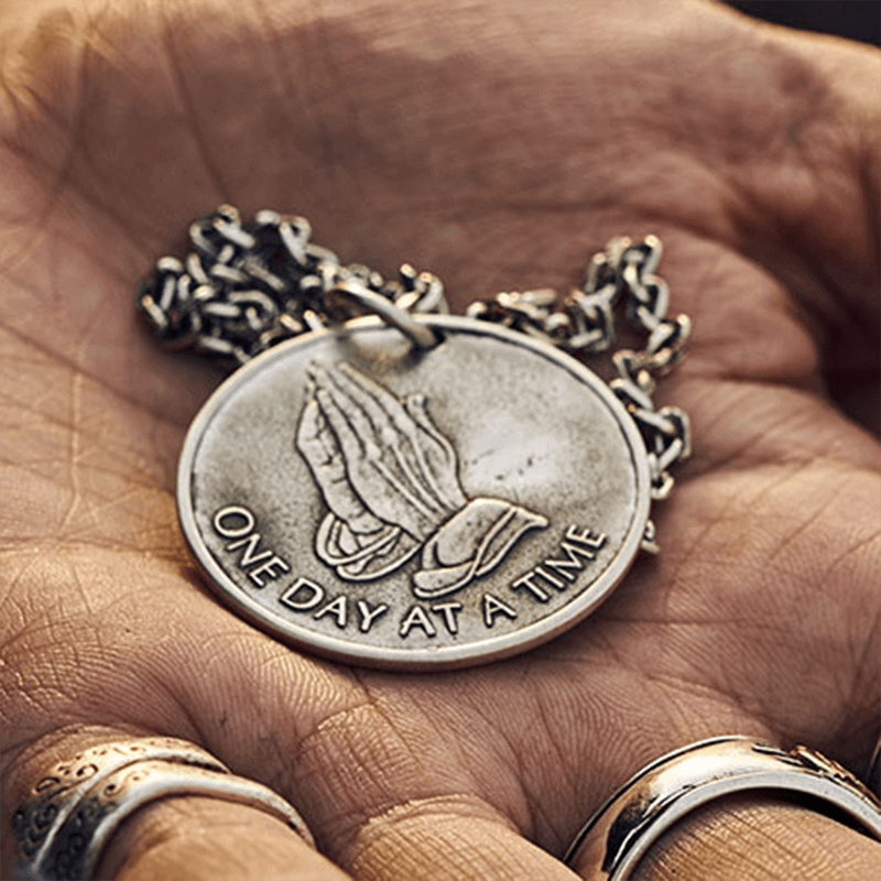 Holy Praying Hands 925 Sterling Silver Coin Pendant