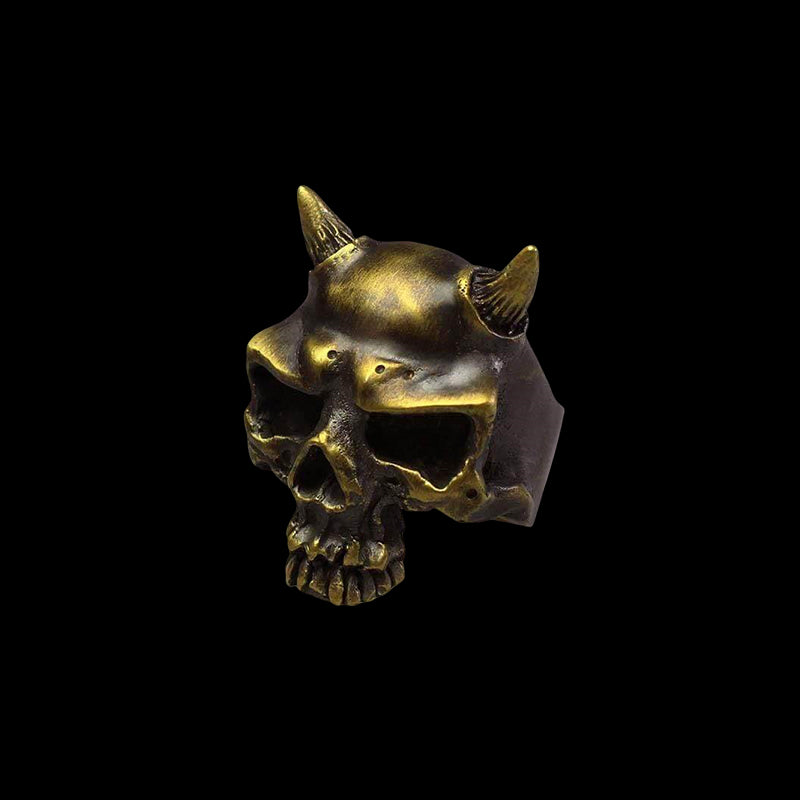 Horn Demon Skull 925 Sterling Silver Ring