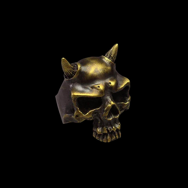 Horn Demon Skull 925 Sterling Silver Ring